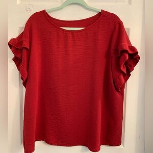 Women’s plus size Red Ruffle short Sleeve blouse. Size 2X   $10